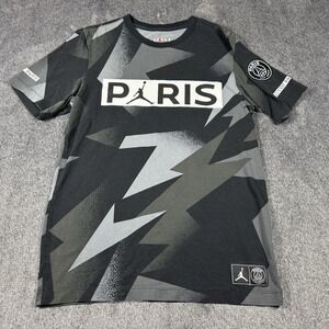 Air Jordan X PSG Paris Saint Germain Mens Small Black Geometric Patch Logo Shirt